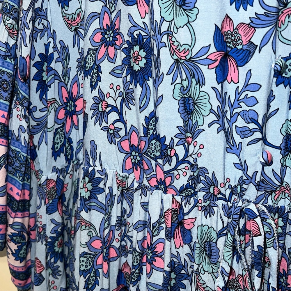 BloomChic Blue Floral V-Neck Maxi Dress Sz 22/24 Fairy Resortwear Cottagecore - Picture 3 of 16